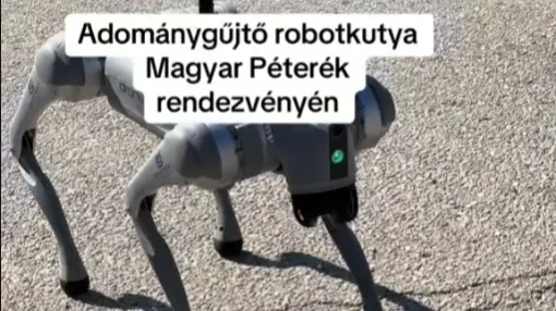 Adománygyűjtő robotkutya szedi a pénzt a Tisza rendezvényén Kötcsén