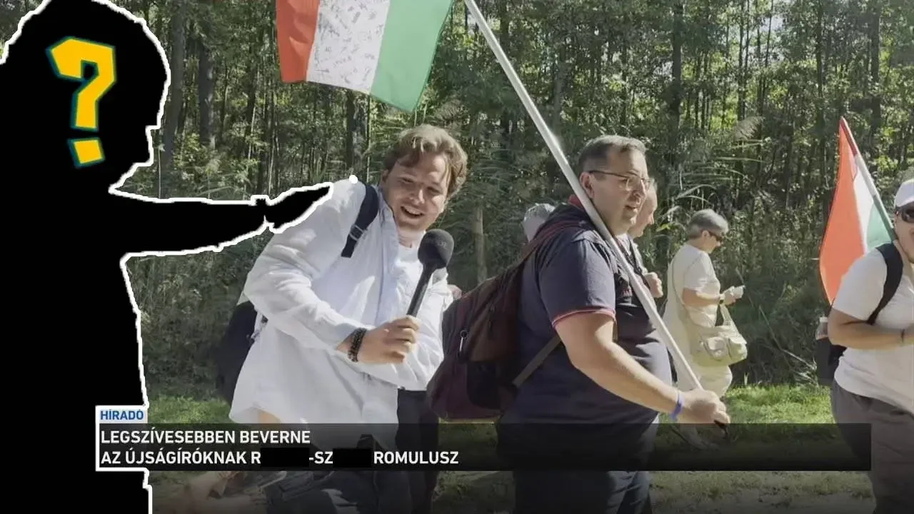 Lencsevégre kapták, ahogy az enigmatikus dr. R.-Sz. Romulusz meglöki az újságírót | Kép: Remenyiczki Éva | Felhasznált forrás: M1 - Híradó/YouTube, Pokémon