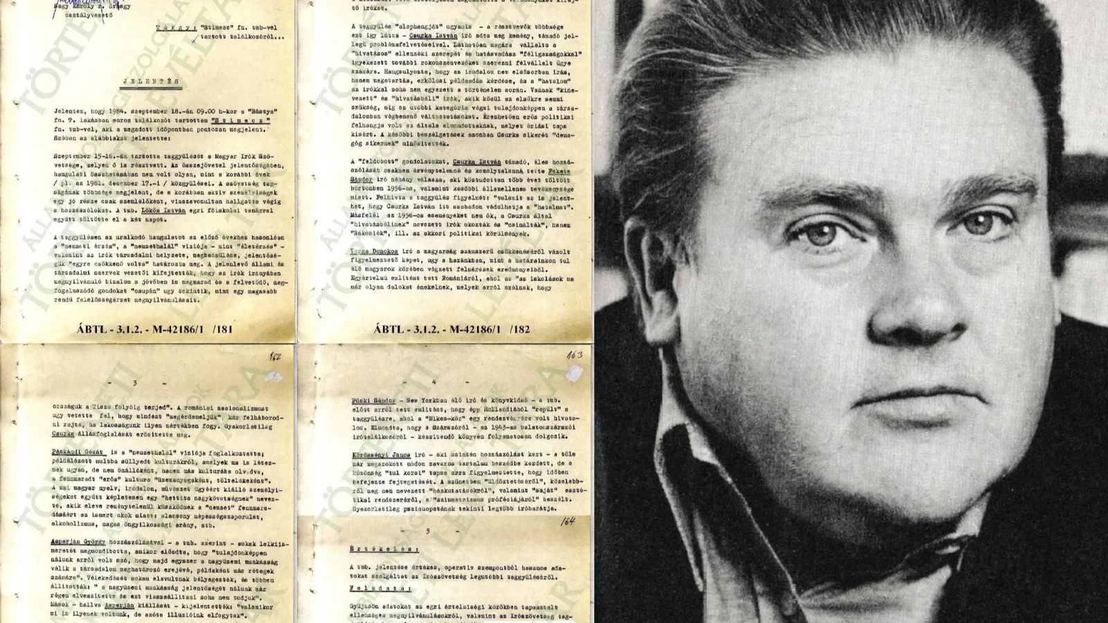 Az egyik fő fasiszta, Csurka István, és egy  róla írt jelentés | Forrás: Állambiztonsági Szolgálatok Történeti Levéltára Facebook-oldala