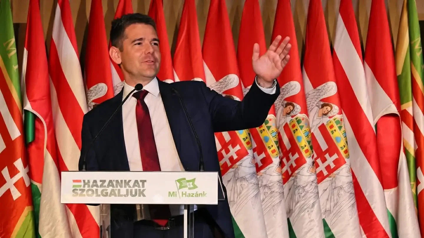 Novák Előd, a Mi Hazánk Mozgalom alelnöke a párt eredményváróján | Fotó: Fuszek Gábor/Blikk